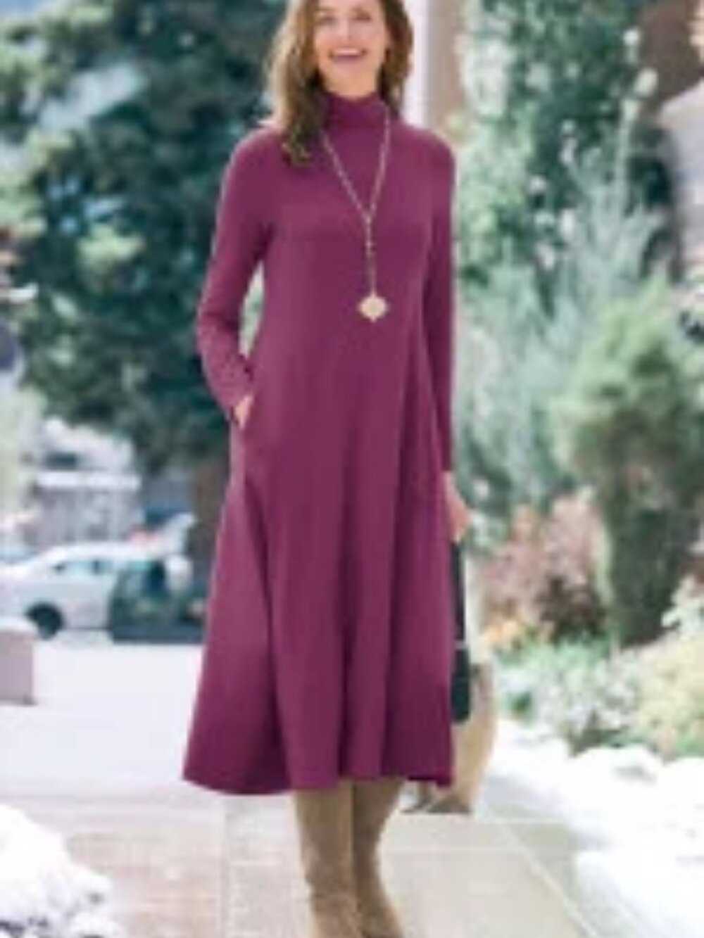 NWT Soft Surroundings Jackie Knit Midi Dress Grape Wine Size L
